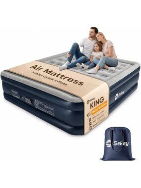 King Size Air Mattress with Built-in Pump, 20" Double High for Comfort